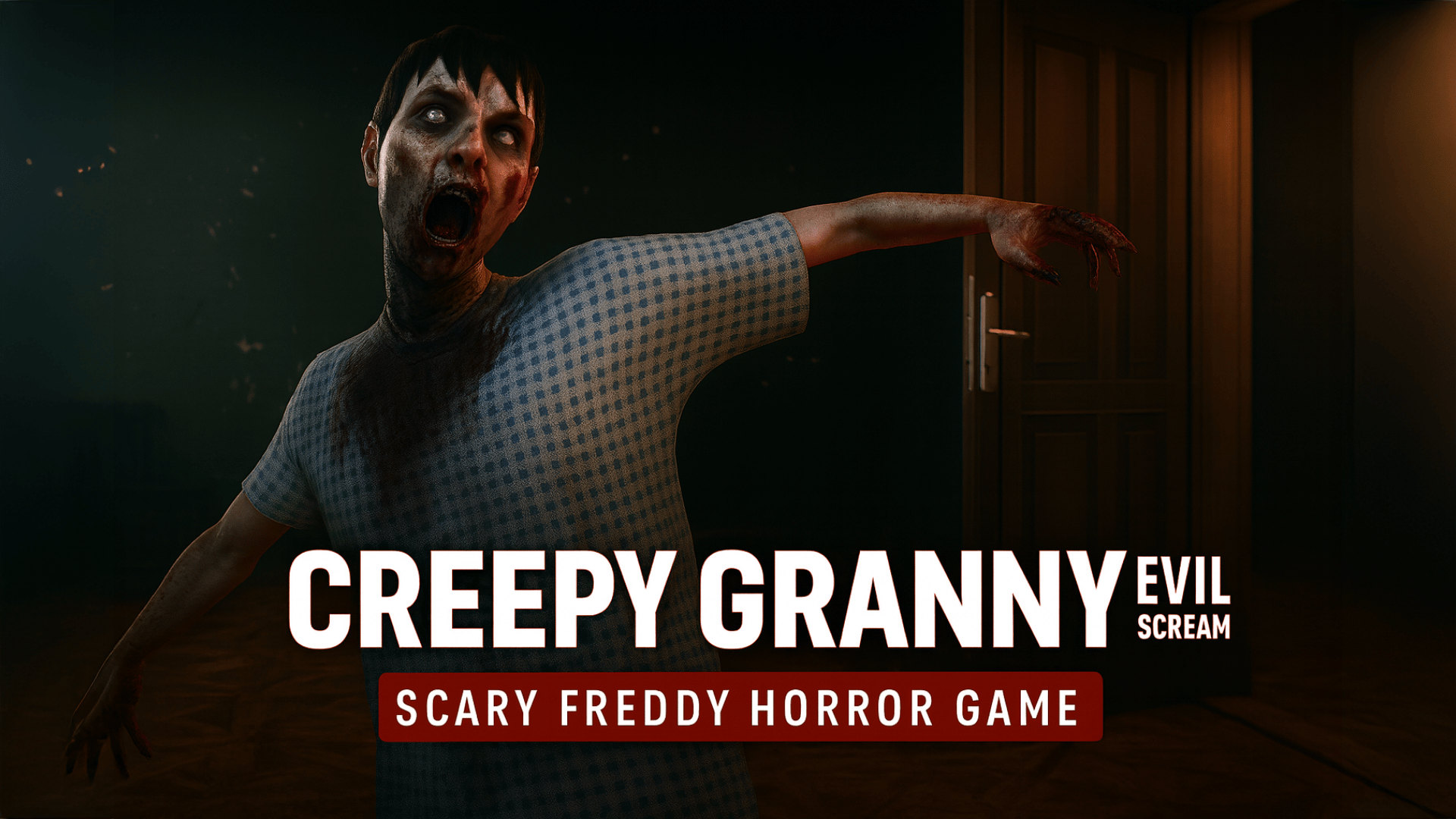 Creepy Granny Evil Scream Scary Freddy Horror Game Logo