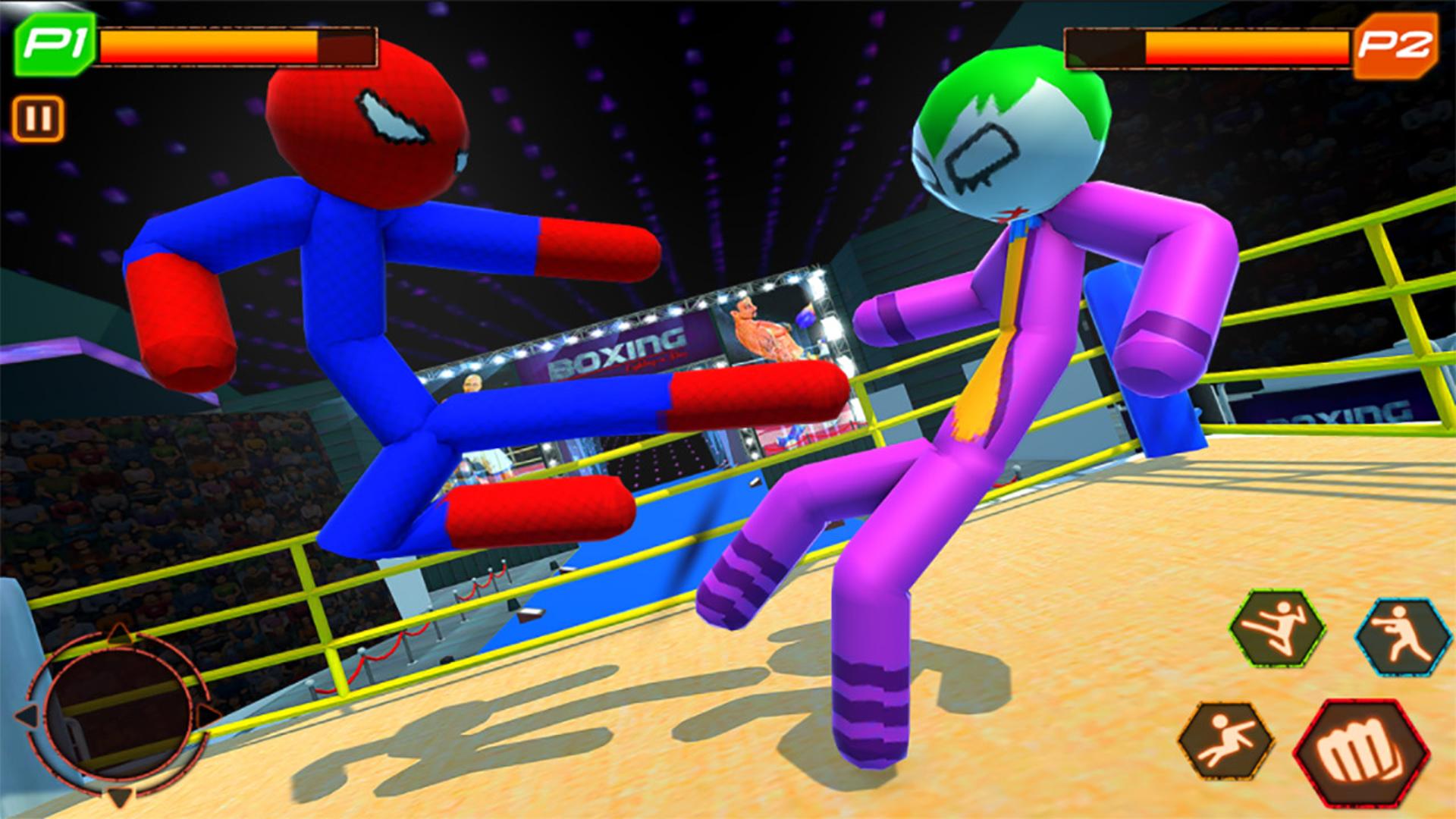 Police Stick man wrestling Fighting Game Logo