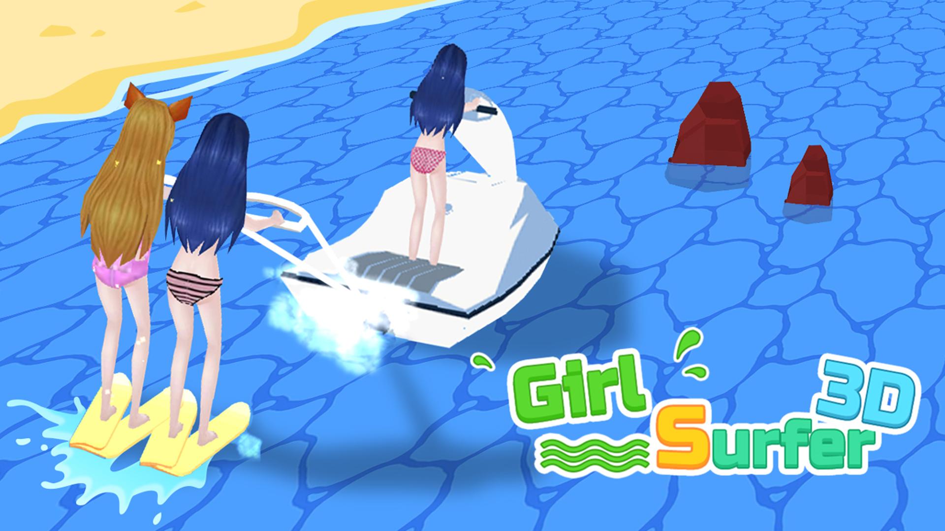 Girl Surfer 3D Logo